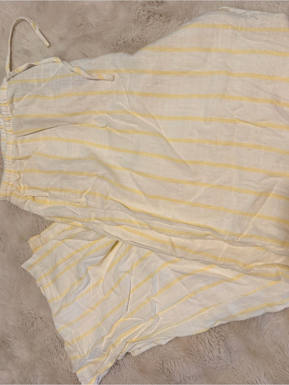 Sincerely Jules Cream and Yellow Striped Kids Pajama Set
